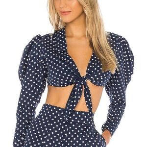 WE WORE WHAT NWT polka dot Bisou top